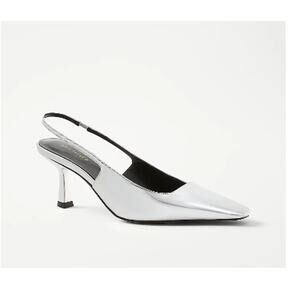 NWOB Ann Taylor Metallic Square Topline Slingback Pumps Heels 8.5M